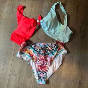 Colorful tie front one piece